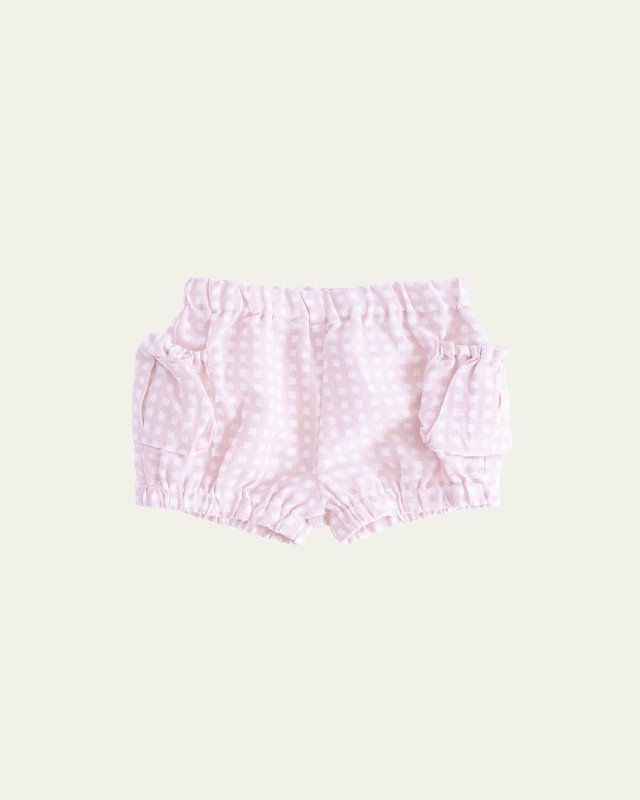 Girl's Dusty Pink Gingham Shorts, Size Newborn-24